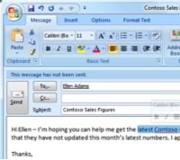The Outlook mail interface