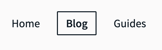 A site navigation showing home, blog and guide links. The blog link has a border showing it is selected.