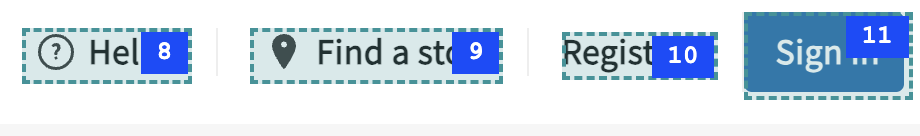 The navigation links are now showing just one tab stop each with the tab stop encompassing both the text and icon.