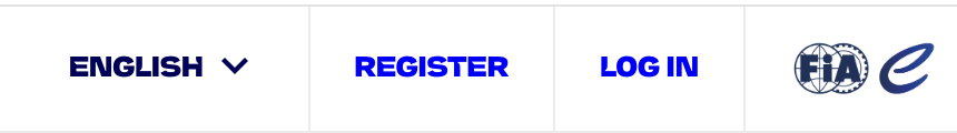 A set of links presented horizontally as a site navigation. The first link has the text English and has a downward-facing arrow next to it.