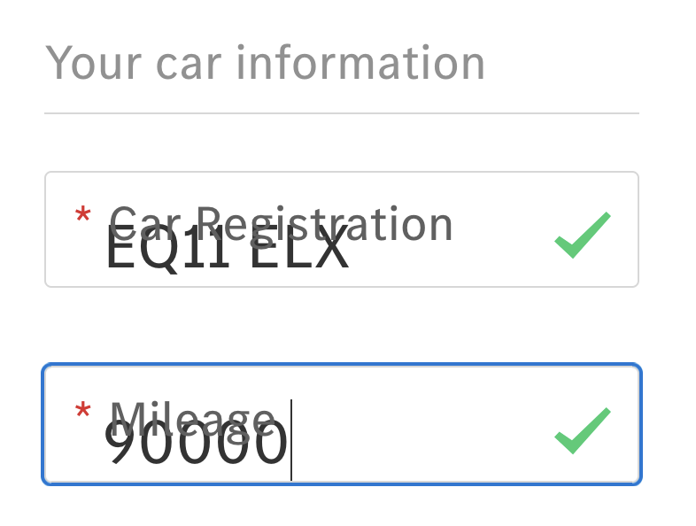 A form where the font of the entered data is being obscured by the labels.