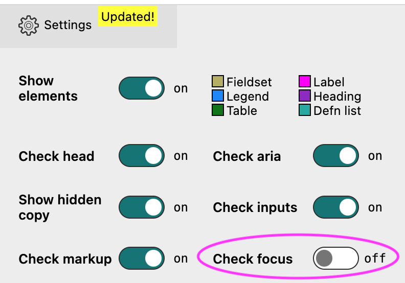 The plugin settings showing the check focus option disabled