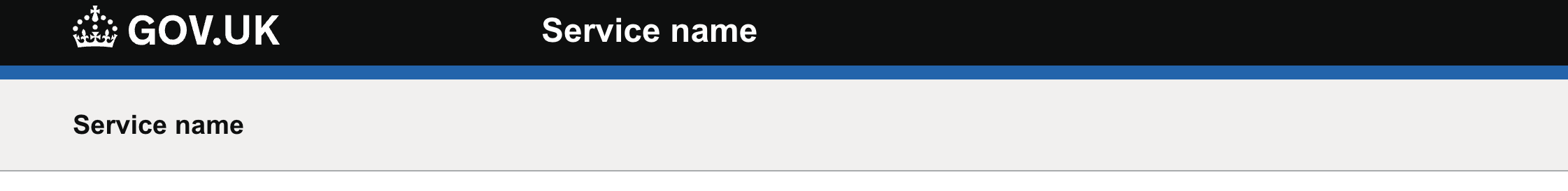 Service name is both in the black GOV.UK banner as well as in the service navigation banner below it.
