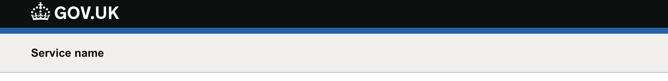 Service name has been removed from the black GOV.UK banner and is only present in the service navigation banner below it.