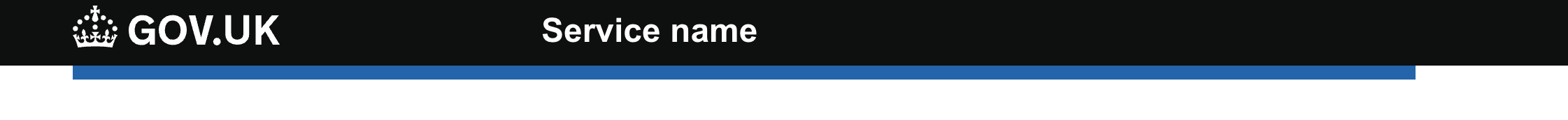 Service name is in the black GOV.UK banner, the service navigation component is not being used.