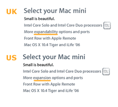 Select your Mac Mini screenshots from the UK and US sites